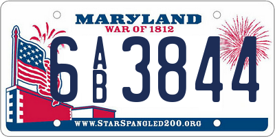 MD license plate 6AB3844