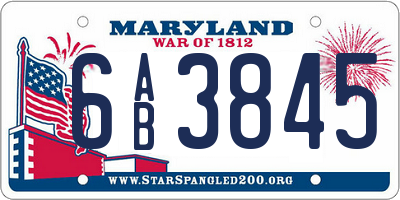 MD license plate 6AB3845