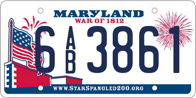 MD license plate 6AB3861