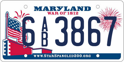 MD license plate 6AB3867