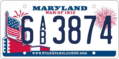 MD license plate 6AB3874