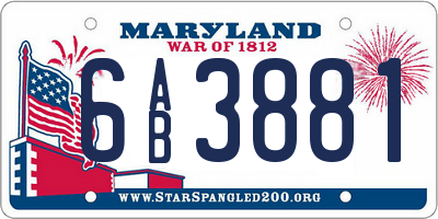 MD license plate 6AB3881