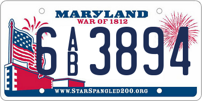 MD license plate 6AB3894
