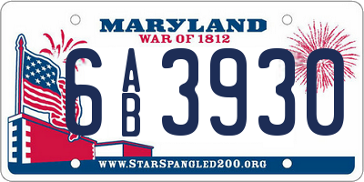 MD license plate 6AB3930