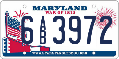 MD license plate 6AB3972