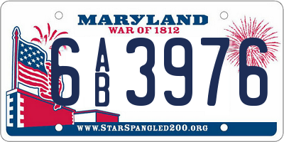 MD license plate 6AB3976