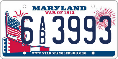 MD license plate 6AB3993