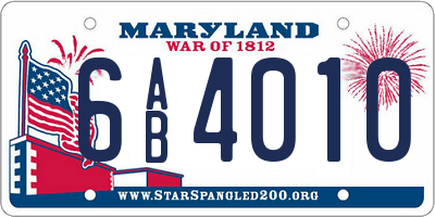 MD license plate 6AB4010