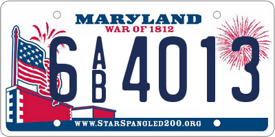 MD license plate 6AB4013