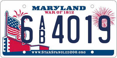 MD license plate 6AB4019