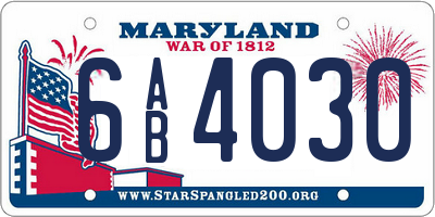 MD license plate 6AB4030