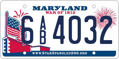 MD license plate 6AB4032