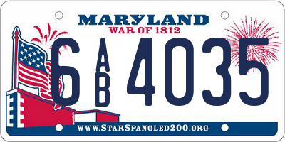 MD license plate 6AB4035