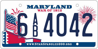 MD license plate 6AB4042
