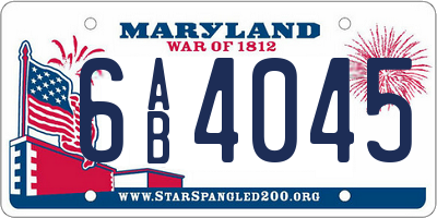 MD license plate 6AB4045