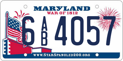 MD license plate 6AB4057