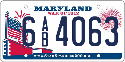 MD license plate 6AB4063