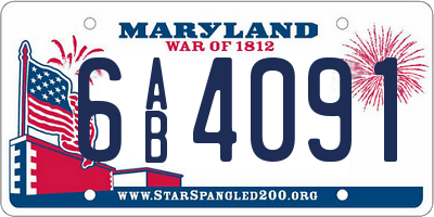MD license plate 6AB4091