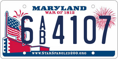 MD license plate 6AB4107