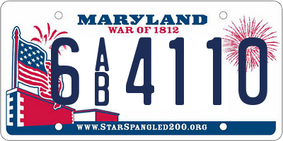MD license plate 6AB4110