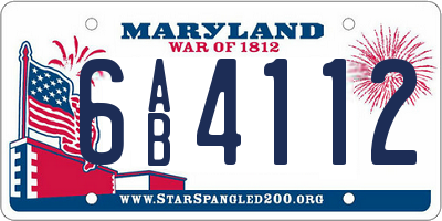 MD license plate 6AB4112