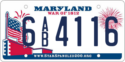 MD license plate 6AB4116
