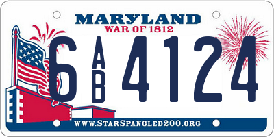 MD license plate 6AB4124