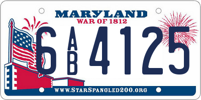 MD license plate 6AB4125