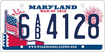 MD license plate 6AB4128