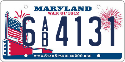 MD license plate 6AB4131