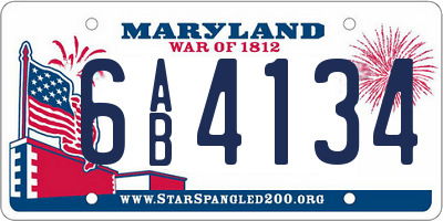 MD license plate 6AB4134