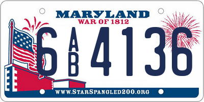 MD license plate 6AB4136