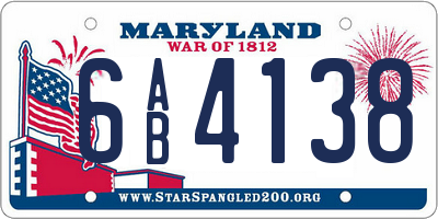 MD license plate 6AB4138