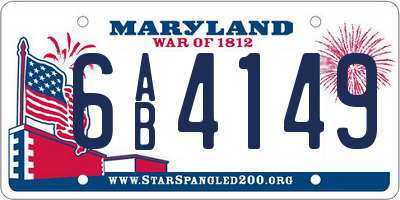 MD license plate 6AB4149