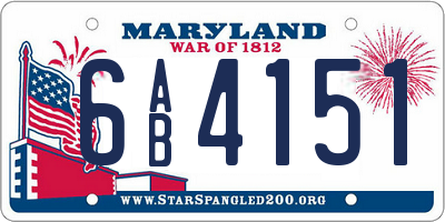 MD license plate 6AB4151