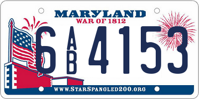 MD license plate 6AB4153