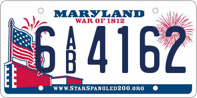 MD license plate 6AB4162