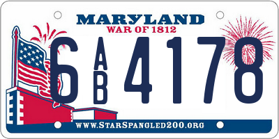 MD license plate 6AB4178