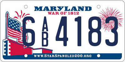 MD license plate 6AB4183