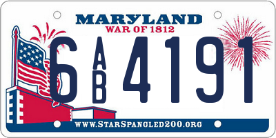 MD license plate 6AB4191