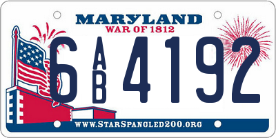 MD license plate 6AB4192
