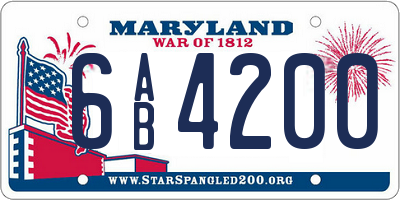 MD license plate 6AB4200