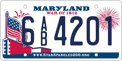 MD license plate 6AB4201