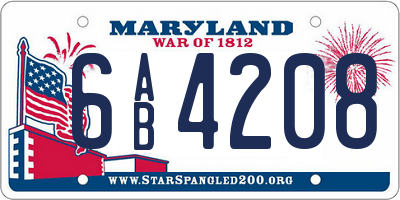 MD license plate 6AB4208