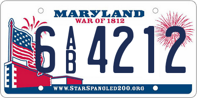 MD license plate 6AB4212