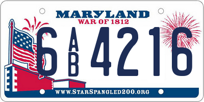 MD license plate 6AB4216