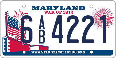 MD license plate 6AB4221