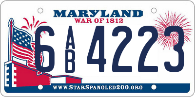 MD license plate 6AB4223