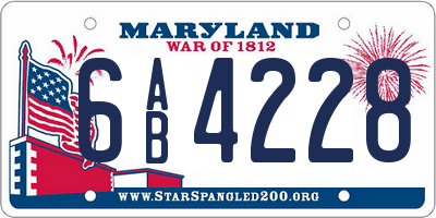 MD license plate 6AB4228
