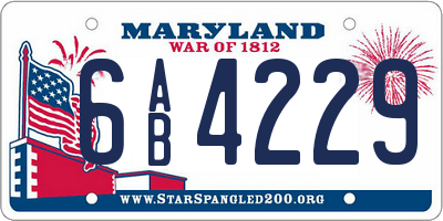 MD license plate 6AB4229